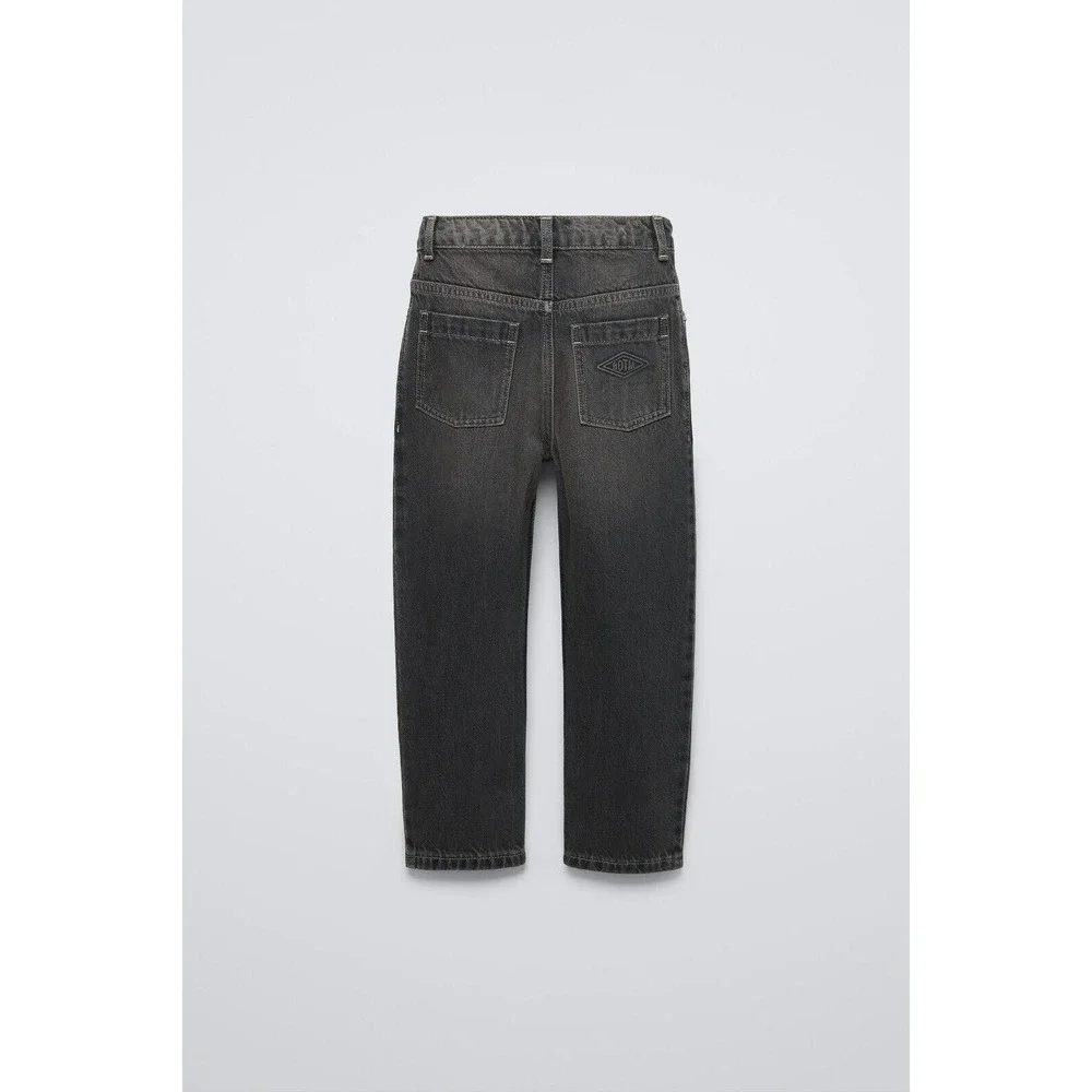 NWT ZARA Kids Distressed Effect Loose Jeans‎ Black Size 13/14